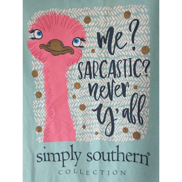 Simply Southern Sweater Womens Small Blue Knit Sarcastic Bird Long Sleeve Preppy - Picture 2 of 9